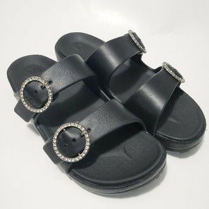 skechers luxe foam sandals black